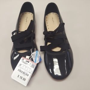 NWT Zara Girls Black Patent Leather Ballet Flat